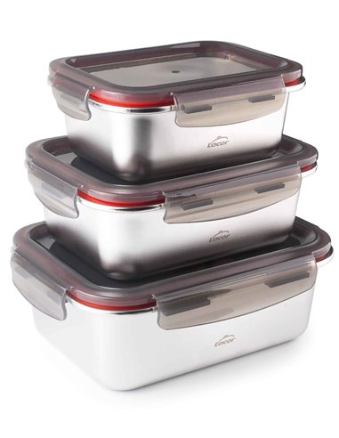 Set 3 recipientes rectangulares ecoinox de Lacor